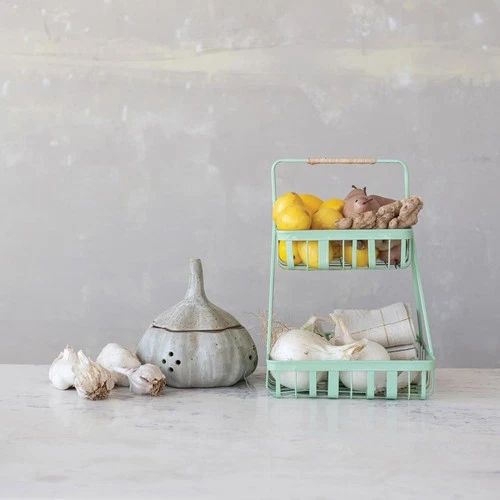 Creative Co-Op Stoneware Garlic/Onion Keeper - Thumbnail 2