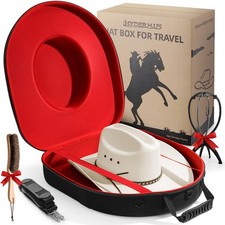 Hat Case Cowboy Travel Extra Large Waterproof Hard Box Red Interior Adjustable