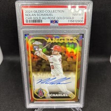 2024 Topps Chrome Gilded Nolan Schanuel Rose Gold/gold RC Auto /25 PSA 8 NM-MT