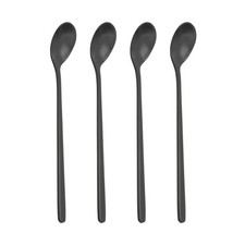 4 x Long Handle Iced Tea Spoon 6" Stainless Steel Long Coffee Spoons Black