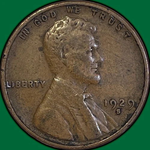 1929-S Lincoln Wheat Cent Extremely Fine XF Coin #36133
