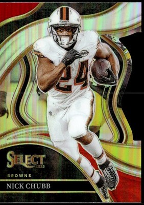 2023 Panini Select #229 Nick Chubb Red and Yellow Prizms Die Cuts E1