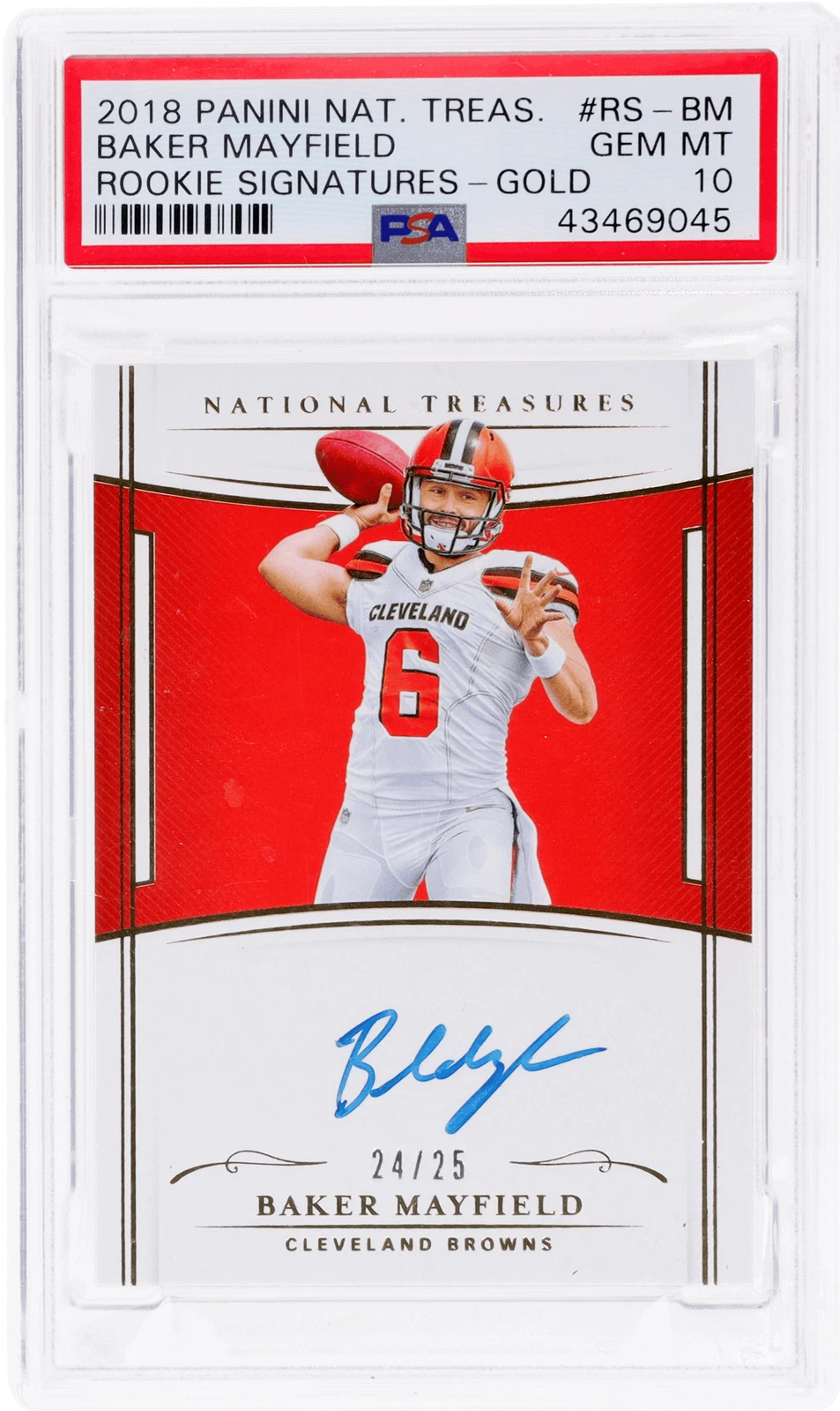 Baker Mayfield Panini National Treasures Rookie Signatures #RSBM Gold