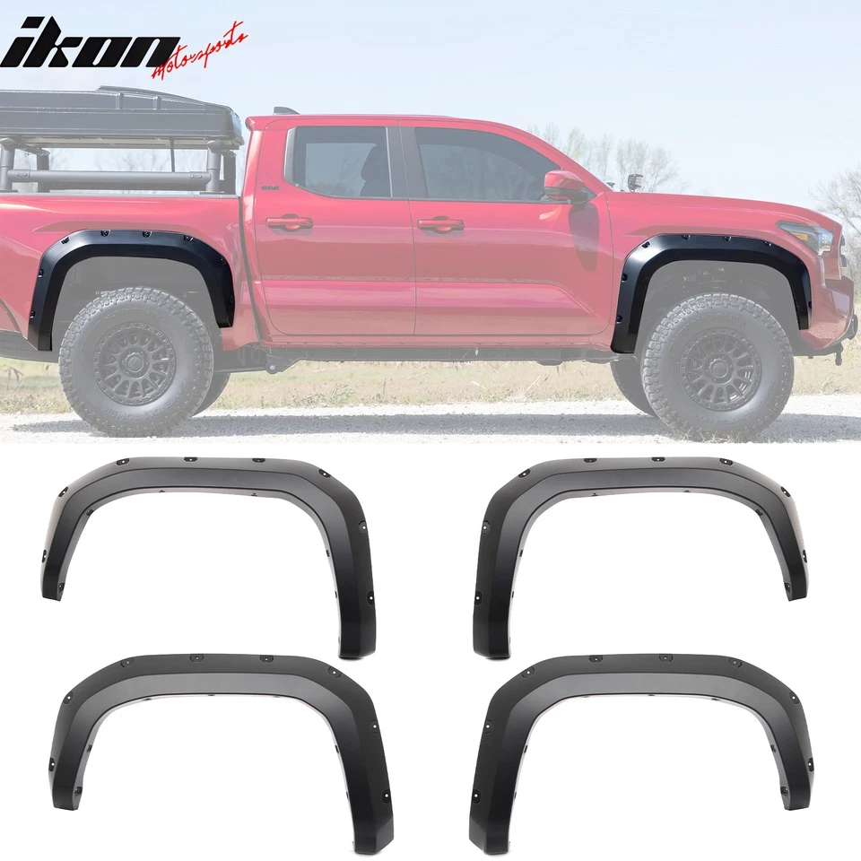 Fits 24-25 Toyota Tacoma Fender Flares Pocket Style Wheel Arch Cover PP 4PC Trim
