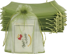 100PCS Organza Bags 4''X6'' Olive Green Small Mesh Gift Bags with Drawstring for
