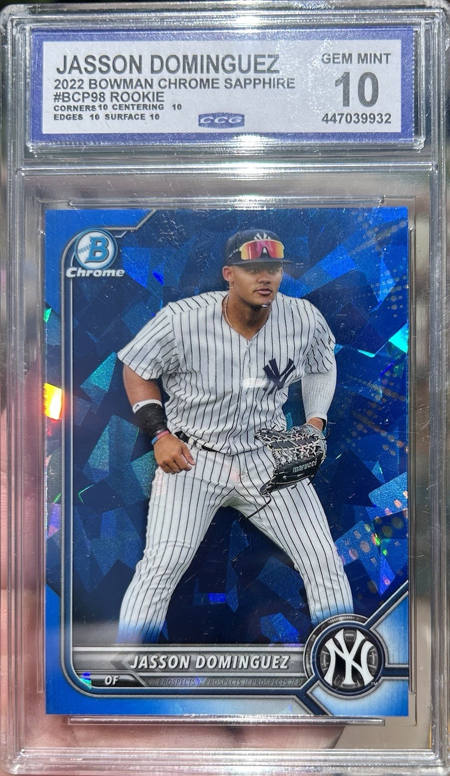 2022 Bowman Sapphire Chrome Jasson Dominguez Rookie Blue Ice CCG 10 Mint 💎🔥