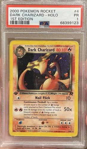 Dark Charizard 4/82 Pokemon Card 1st Edition Holo Team Rocket 2000 WOTC PSA 1