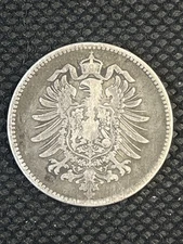 1878 Germany 1 Mark Silver Coin – Deutsches Reich – Imperial Eagle – Wilhelm I