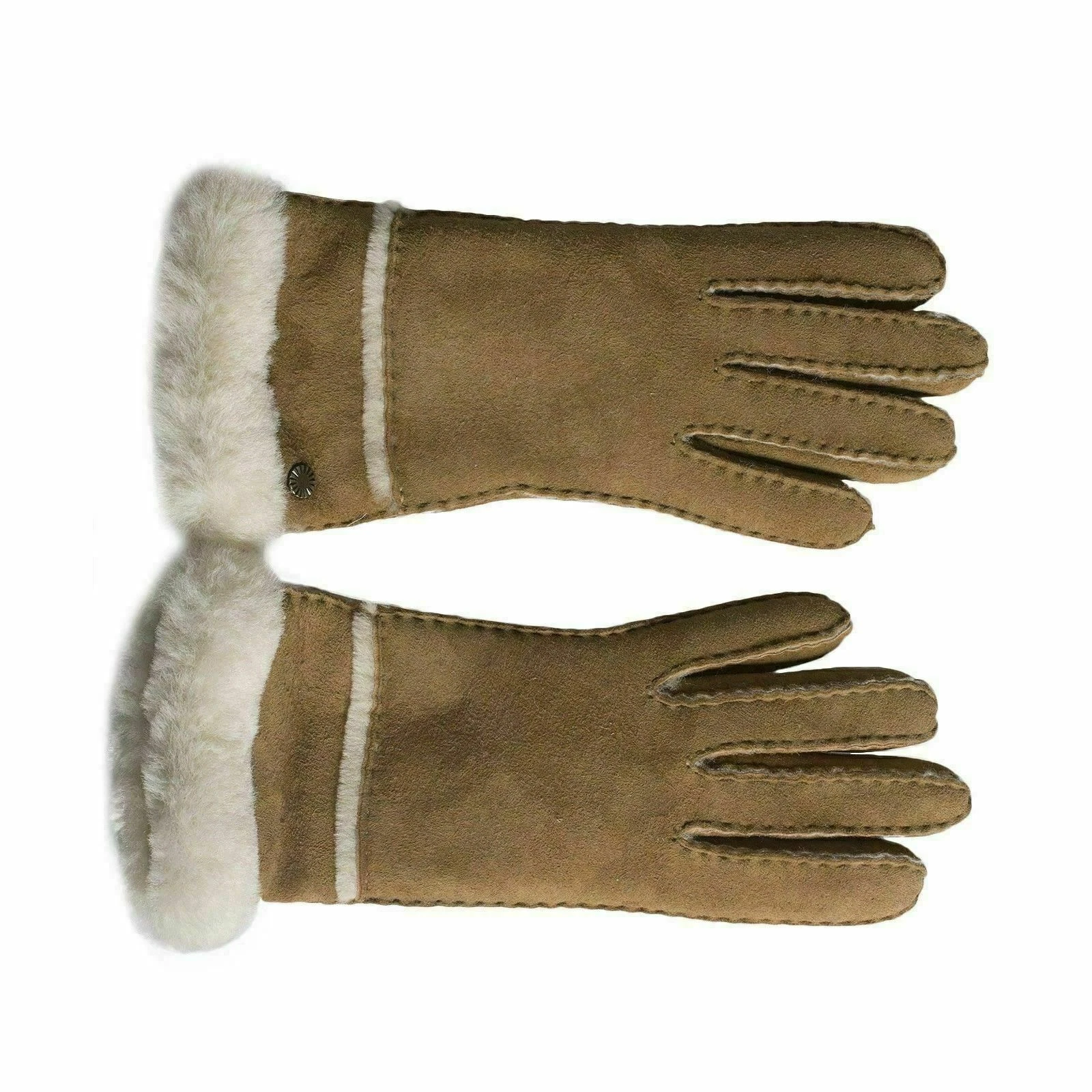 UGG SEAMED TECH GLOVES CHESTNUT SUEDE SHEEPSKIN WOMEN'S GLOVES SIZE SMALL NEW