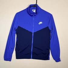 Nike Swoosh Logo Full Zip Track Jacket Blue Two Tone Youth Kids Boys' Large L