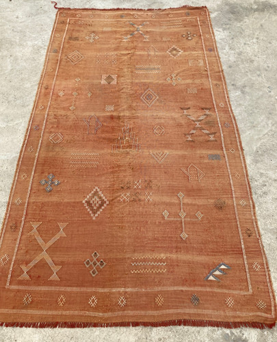 Vintage Traditional Handmade Beautiful Moroccan Kilim Floor Rug 227x126 cm