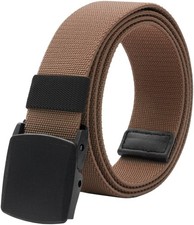 Men's Elastic Stretch Belt, Canvas Web Belt with No-metal Plastic Buckle for ...