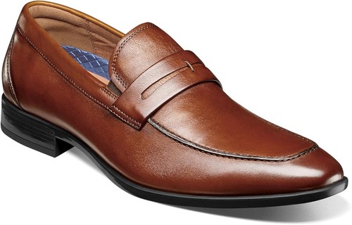 Florsheim Men's Zaffiro 15206-221 Moc Toe Cognac Leather Penny Loafer - Stock