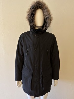 Michael Kors Black Fur Trim Hooded Parka Water Resistant Men's M