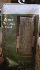 Vintage Christmas Lace  Panel Lighted Tree 40 x 84 Window Door or Wall Decor New