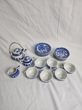 Vintage Childs Doll Blue Willow Tea Set 23 Pieces Made in Japan PLS READ
