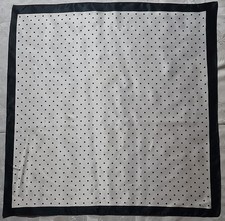 SCARF VINTAGE AUTHENTIC POLKA DOT WHITE BLACK SATIN 34" SQUARE