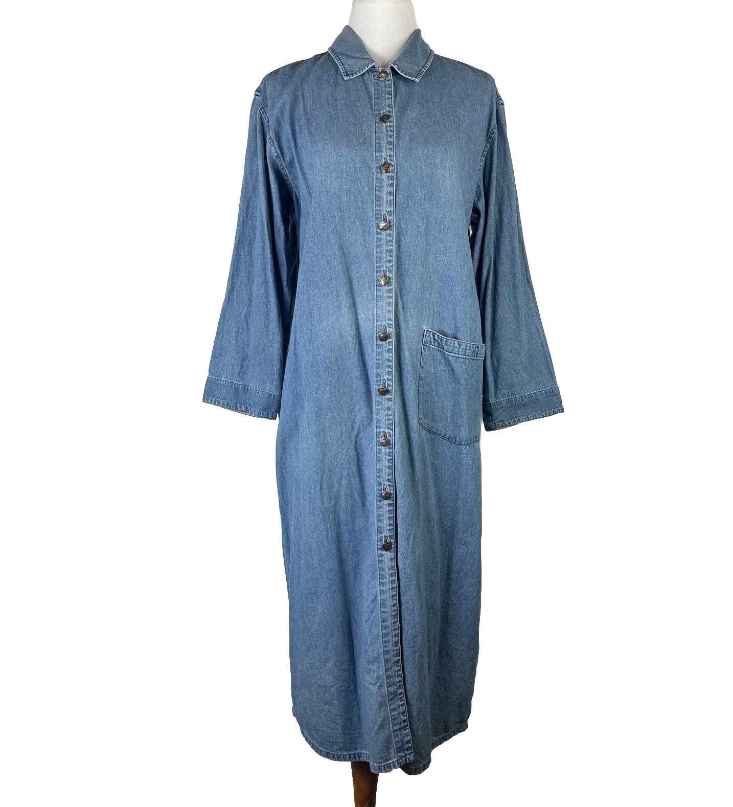 Orvis Denim Shirt Midi Dress Buffalo Nickel Butto… - image 2