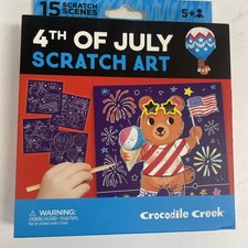 Crocodile Creek 4th Of July Scratch Art 15 pieces 5 years Craft For Kids