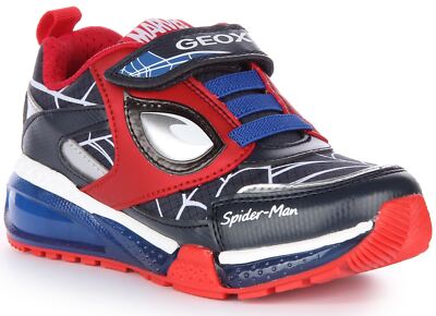 Geox J Bayonyc Avenger Spider Man Light Up Kids Shoe Navy Red US