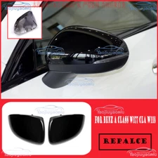 Gloss Black Side Door Rearview Mirrors Cover Replace For Benz A Class CLA 19-22