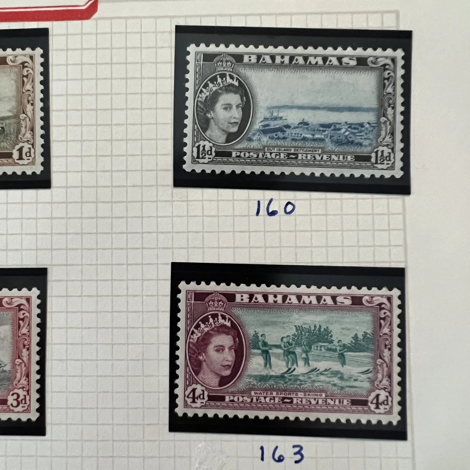 LOTE DE SELLOS BAHAMAS MNH #158-170 CONJUNTO CORTO EN PÁGINA ÁLBUM REINA ISABEL II Foto 4 de 4