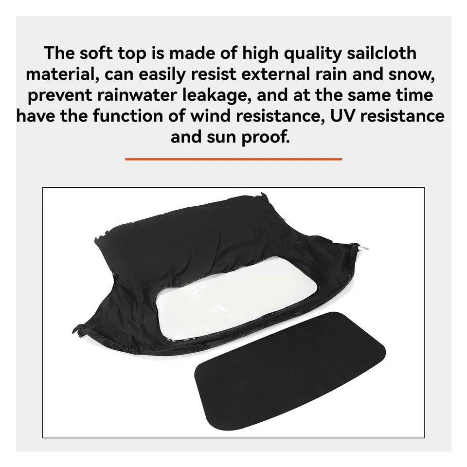 For 1997-2002 Porsche Boxster 986 Convertible Soft Top Replacement Black - Image 3 of 4