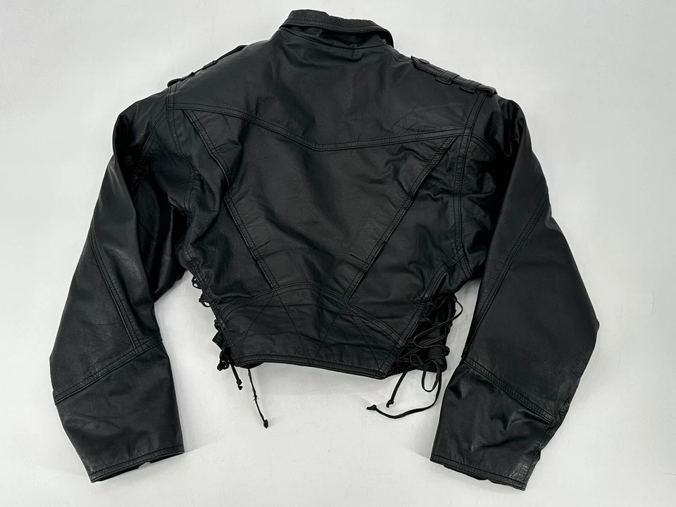 Abrigo Chaqueta Moto BB Dakota Cuero Gamuza Para Mujer Talla Pequeña Hecho en Corea Negro Foto 4 de 4