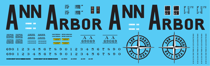 HO Scale - Ann Arbor Auto Parts Box Car Big Letters Scheme Decals
