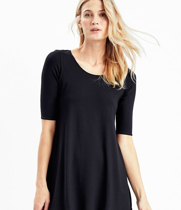 eileen fisher silk jersey dress Scoopneck Handkerchief Hem Swing Tunic S $158 Ballet