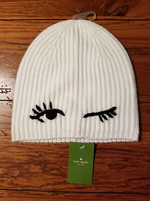 NWT Womens Kate Spade New York Winking Beanie Hat Cream  display picture 1