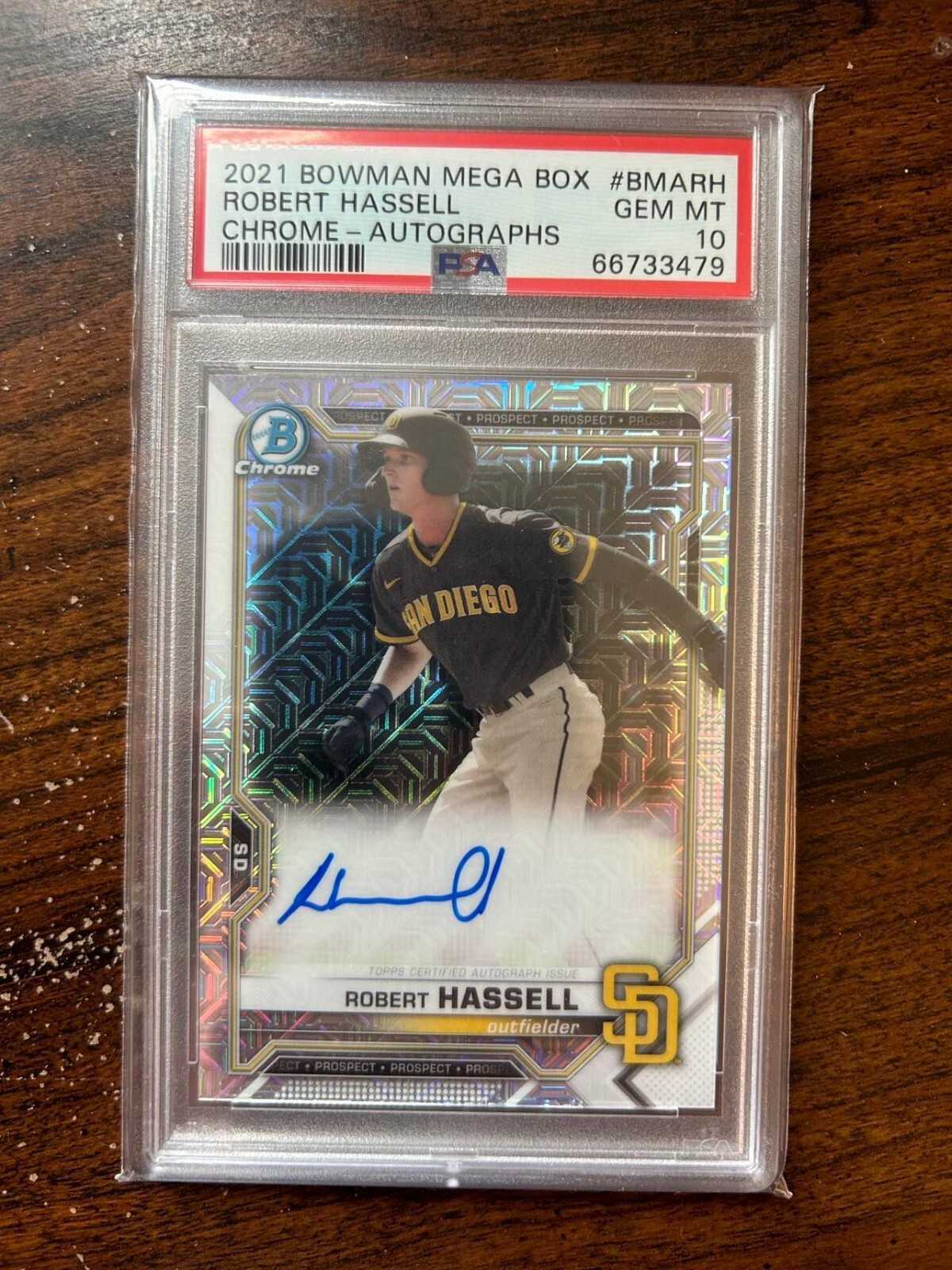 Robert Hassell, Chrome-Autographs #BMARH - 2021 Bowman Mega Box - PSA 10 GEM MT
