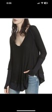 WE THE FREE PEOPLE BURGUNDY Thermal Waffle Knit Oversized Thumbhole Sweater XS