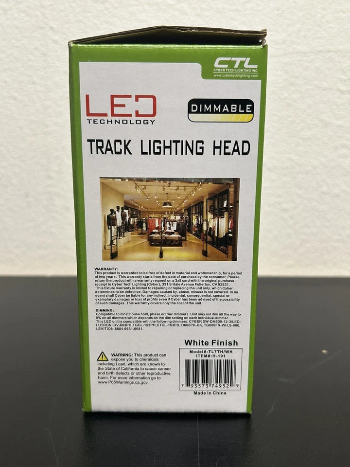 CTL Track Lighting Head LED White Dimmable Pivoting Head Compatible w/Halo Track - Image 2 of 4