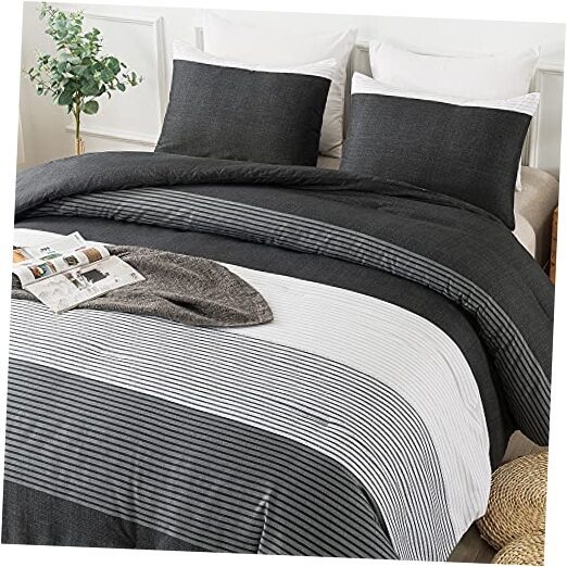 Twin Comforter Set Black, 2 Pieces Black Twin (one pillowcase) Black Gray