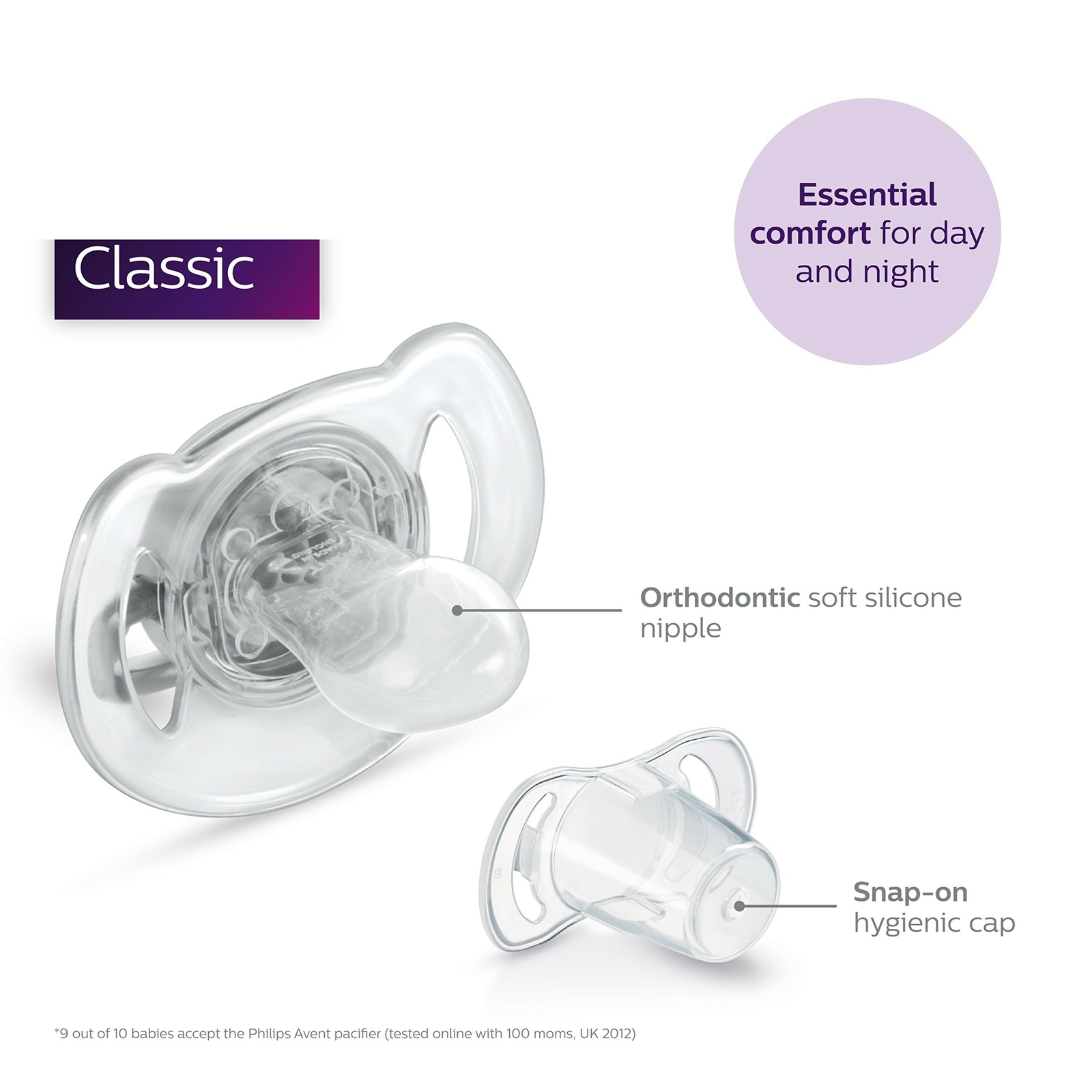 advent orthodontic translucent silicone pacifier