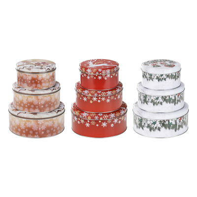 Keksdose Weihnachts-Keksdosen 3er Set Rund Ø14-20cm