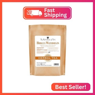 The Republic of Tea Hibiscus Watermelon Superflower Herbal Tea, 36 Tea Bags Refi
