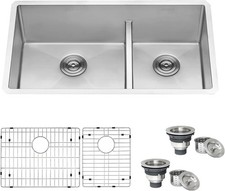 Ruvati RVH7419 33" 60/40 Low-Divide Double Bowl Undermount Kitchen Sink