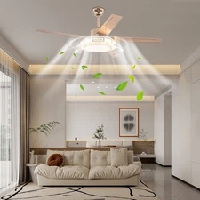 52" 3-Color Ceiling Fan Light With Remote Control Ceiling Fan with LED Light