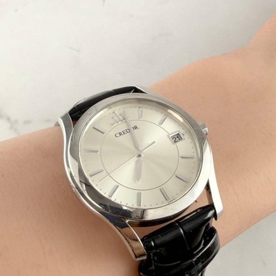 【メンズ 新品純正ベルト 稼働】SEIKO クレドール 8J82-0AA0 Seiko Credor 8J82-0AA0 Quartz Watch Silver Dial Date Dress Japan