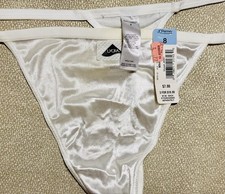 NWT String Thong Delicates Second Skin Liquid Satin Sz 8 WHT Shiny VTG Panties