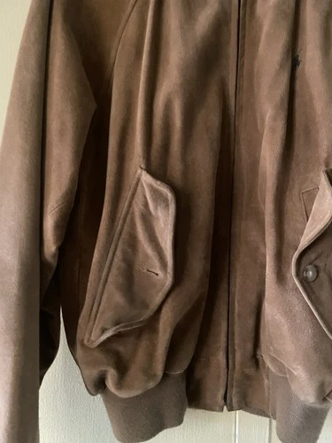 Vintage Polo Ralph Lauren Suede Bomber Jacket Mens Small Dark Camel Color As Is image 4