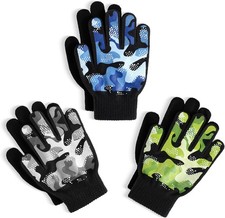 Glooarm 3 Pairs Kids Gloves Winter Gripper Knit Magic Stretch Warm...