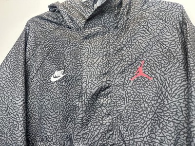 NIKE AIR JORDAN Black Cement Elephant Print Anorak Jacket Mens XL