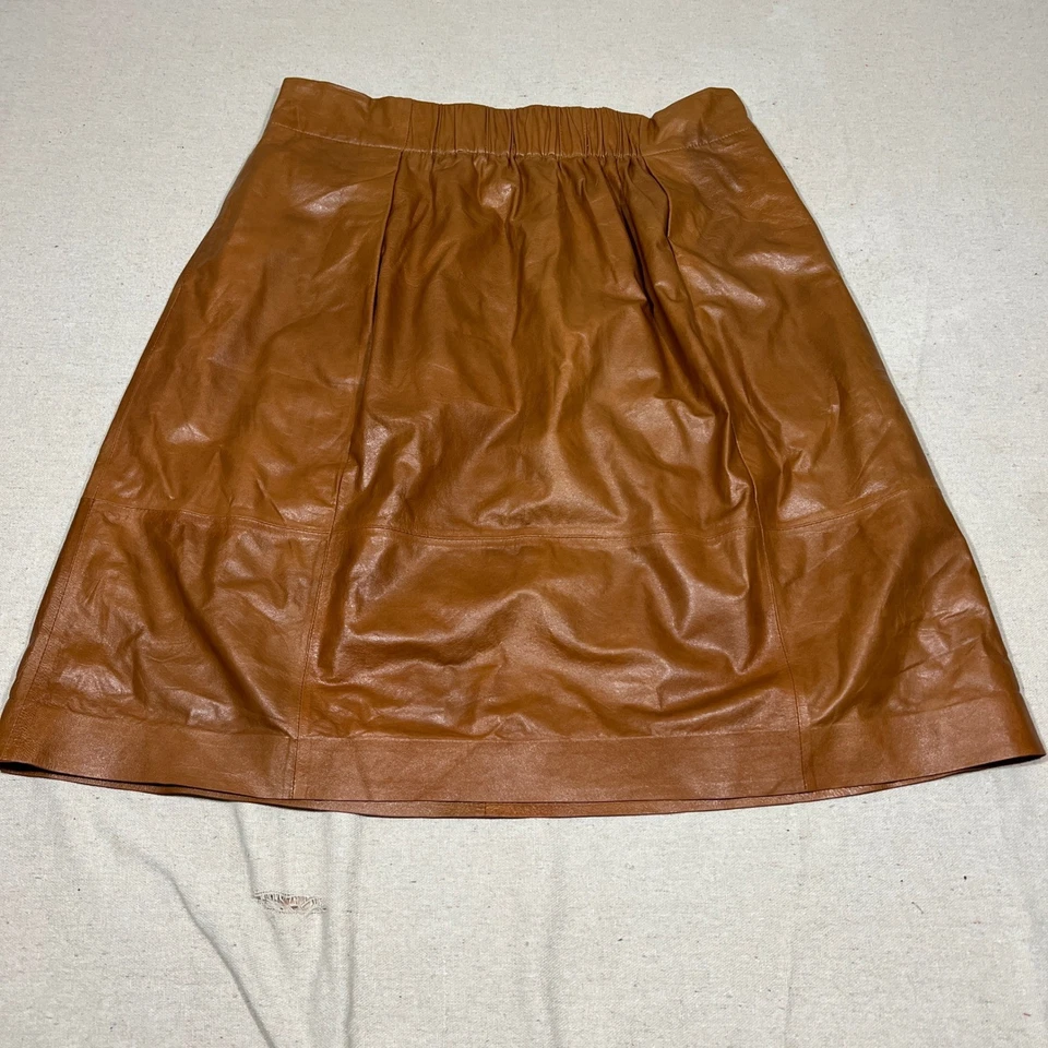 Falda para mujer LAFAYETTE 148 NEW YORK de cuero tostado línea A talla 10 Foto 2 de 4
