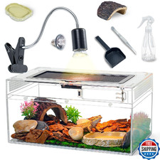 BINANO 12.5'' 6'' 7'' Reptile Tank Kit with Heat Lamp, Spray Bottle, Shovel, Twe