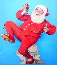 1950s PEPSI-COLA 19" CHRISTMAS SANTA COUNTER TOP CARDBOARD STORE DISPLAY