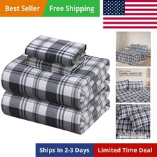 Flannel Sheets Full Size - 100 Cotton Double Brushed Bed Sheets Set, Deep Po...