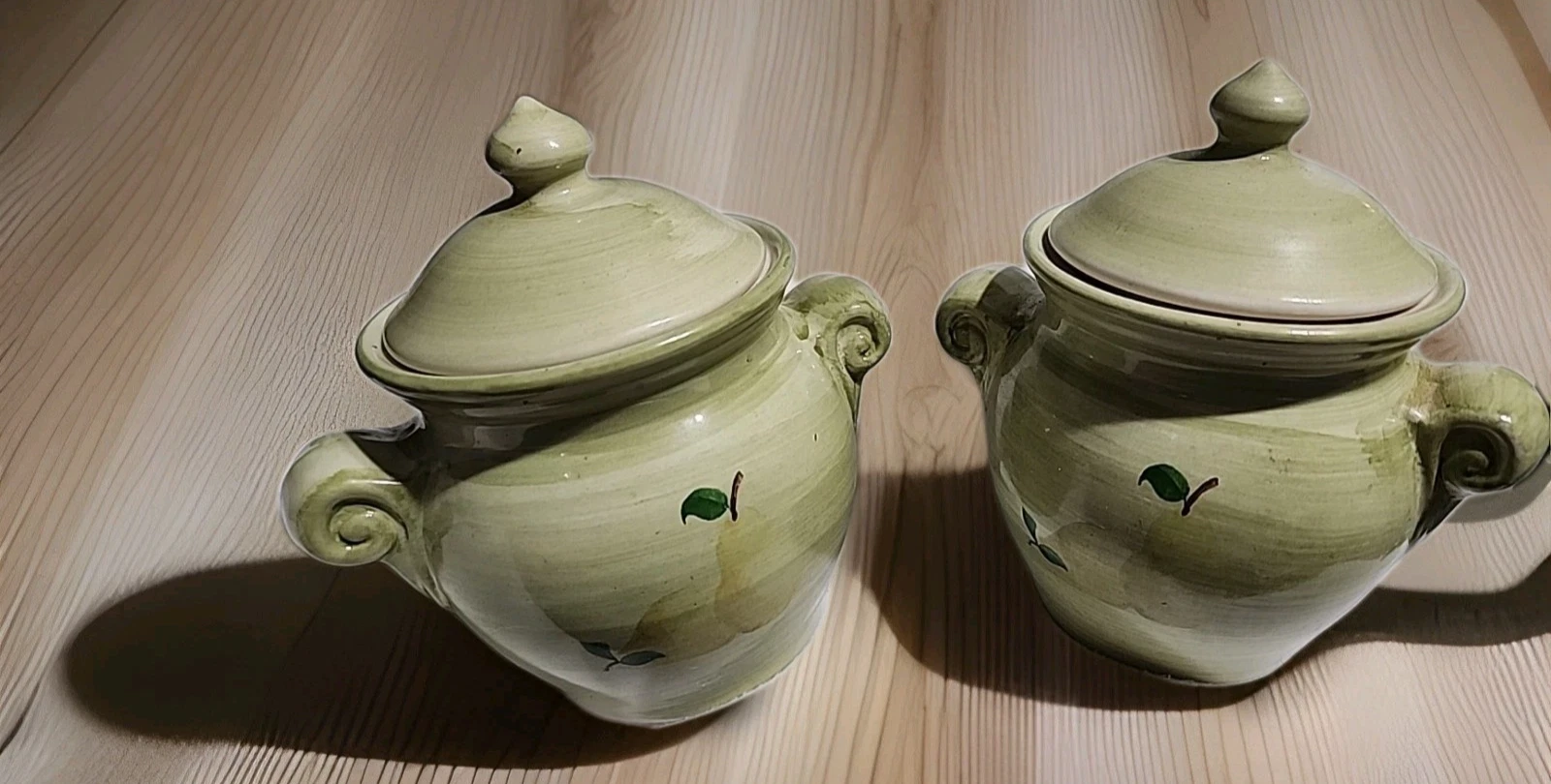 Designpac Inc Green Lid Canisters with Pear Design Set Of 2 summer granny core